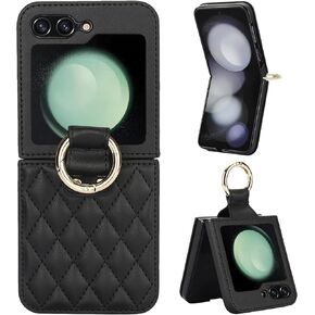 بالنسبة إلى Samsung Galaxy Z Flip 5 Case مع حلقة ، تغطية جلدية متميزة مقاومة للصدمات المضادة للصدمات لـ Galaxy Z Flip5 (الذهب الوردي) in Saudi Arabia