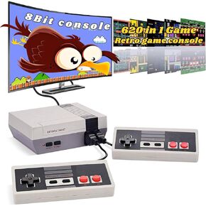Retro Game Console with 620 Video Games,Classic Mini Game System with Wired Controller, AV Output Plug and Play,Retro Toys Gifts Choice for Children and Adults. (Off-White)