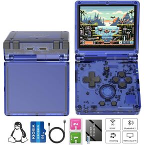 RG35XXSP Handheld Game Console RG35XX SP Clamshell Retro Game Console with 64G TF Card Preloaded Games 5532 Portable Gaming Console with 3.5 inch Screen 3300mAh Battery 5G WiFi Bluetooth HD Green