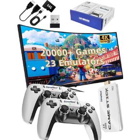 GameNext 2025 New Retro Game Console, Nostalgia Gaming Stick, Classic Video Games with 4K HDMI, 20,000+ Games and 23 Emulators, Upgraded Dual 2.4G Wireless Controllers 64GB