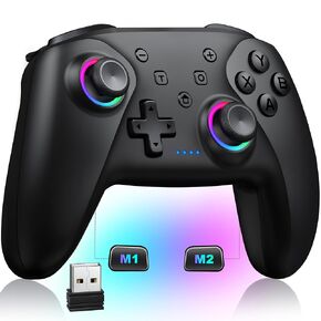 Wireless PC Controller - Bluetooth Controller with Hall Effect Joysticks & Triggers, Cool Dynamic Light - No Stick Drift, No Dead Zone, 1000mAh Battery, Controller for PC, Switch, iOS and Android