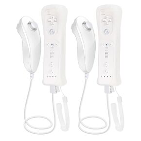Motion-Sensing Remote Controller with Nunchunk for Wii and Wii U Games - Controller for Wii Remotes - Wii Controller with Nunchunk - Set of 2