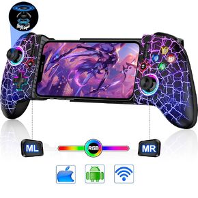 وحدة تحكم هاتف ألعاب كاملة الحجم لجهاز iPhone 15/16 ، Android Phone Tablet ، Gamepad Bluetooth Mobile مع Hall Trigger/Awysticks ، لـ Roblox ، Genshin Impact ، Call of Duty ، أسود ذو جودة محمولة