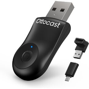 OTTOCAST Mini 2in1 Wireless Carplay Adapter for Apple iPhone with GPS Passthrough, Android Auto Car Adapter, Plug & Play, Convert Wired to Wireless Car Play Dongle to USB& USB-C, No Delay