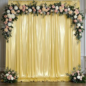 leegleri 20x10ft Thick Gold Glitter Backdrop Curtain Panels for Parties, Wrinkle Free Sequin Sparking Photo Backdrop Drapes, 4 Panels 5x10ft Shimmer Back Drop Cloth for Wedding Birthday Photography