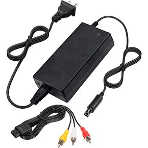 Power Supply and AV Cable for Gamecube, NGC AC Power Adapter & AV Cable Set, Power Cord Compatible with Nintendo Gamecube Console