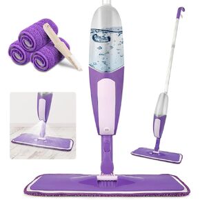 Spray Mop for Floor Cleaning - SEVENMAX Microfiber Floor Mop with 550ML Refillable Bottle 3 Washable Pads Kitchen Dry Wet Flat Dust Mop for Cleaning Hardwood Laminate Wood Ceramic Marble Tile Floors