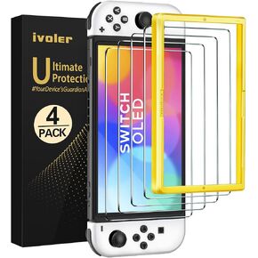 ivoler 4-Pack Tempered Glass Screen Protector Designed for Nintendo Switch 2 2025 with [Alignment Frame] Transparent HD Clear[Updated Version] Screen Protector for Switch 2 7.9''