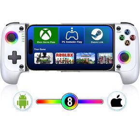 Mocagen Wireless Mobile Gaming Controller, Phone Controller for iPhone/Android with Big Grip,Led Light,Hall Effect Joysticks, Cell Phone Slide Controller for Handheld Gaming