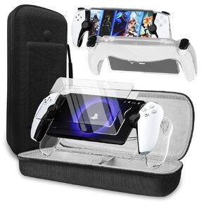 QUAGGY 3-in-1 Accessoris Kit Compatible with Playstation Portal, EVA Carrying Case for PS Portal with Silicone Protective case, 2 Pack Screen Protectors,Protective Shell Portable Travel Handbag(Black)