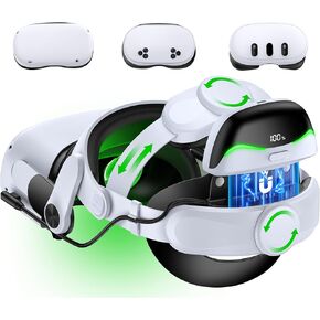 Battery Head Strap for Quest 3S/Quest 3/Quest 2-6700mAh Battery Oculus Head Strap for Extend Playtime 2-3 Hours, Comfortable VR Head Strap with Enhanced Support to Reduce Pressure