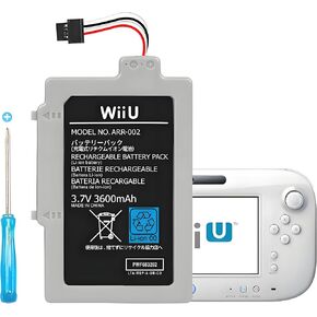 3600mAh 2025 New Upgrade Wii U Gamepad Battery, Rechargeable Lithium-Ion Battery Replacement Wii Accessory for Nintendo Wii U Gamepad WUP-010 WUP-012