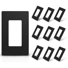 ELEGRP Matte Black 1-Gang Screwless Decorative Wall Plates, Standard Size Unbreakable Thermoplastic Faceplate Cover for Decorator Receptacle Outlet Switch, UL Listed (5 Pack)