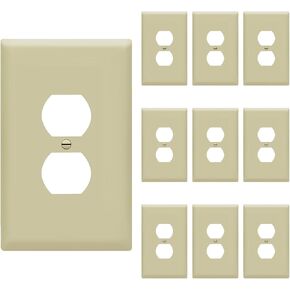 ENERLITES Duplex Wall Plates Kit, Electrical Outlet Covers, Standard Size 1-Gang 4.50" x 2.76", Unbreakable Polycarbonate Thermoplastic, Electric Receptacle Plug Covers, 8821-W-10PCS, White, 10 Pack