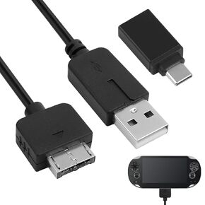 PS Vita 1000 Charger Cable with USB3.0 to Type C Adapter, 4FT USB 2-in-1 Power & Data Sync Cord Compatible with PS Vita PCH-1000 Series, PC/PS3/Laptop Connectivity (Not for PSV 2000)