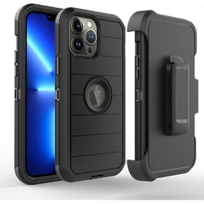 Imapact-Resistant Case Heavy Duty with Holster Belt Clip This Case is Full Protective Military Grade. (Orange, iPhone 14 Pro Max)