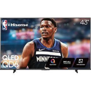 Hisense 43-Inch Class QD6 Series QLED 4K UHD Smart Fire TV (43QD6QF, 2025 Model) - QLED, Dolby Vision, Dolby Atmos, Motion Rate 120, HDR 10+, Game Mode Plus, Alexa Built in