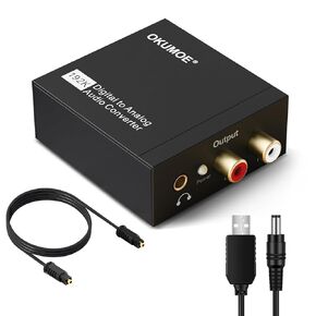 DAC 192KHz Digital to Analog Audio Converter, Optical to RCA Converter with Optical Coaxial Cable, Toslink Optical to 3.5mm RCA Adapter for PS3 PS4 HDTV DVD Home Cinema Systems