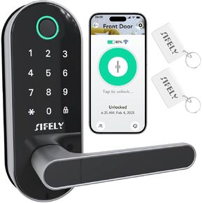 Built-in WiFi Smart-Lock with Handle and Keypad: Sifely Keyless Entry Door Lock, Electronic Digital Fingerprint Door Knob, No Gateway/Hub Needed for Remote Control, Auto-Locking, Deadbolt Alternatives