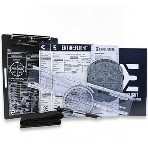 Aviation Pilot Kneeboard - E6b Flight Computer Plus Plotter & Cross Country Planning Notepad, Student Pilot Bundle
