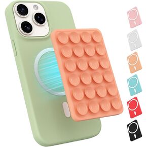 حامل هاتف شفط مغناطيسي لحالة Magsafe ، حامل السيليكون Octo Cup Buddy Sticky Phone Grip for iPhone ، صورة شخصية/فيديو قابلة للإزالة اليدوية لـ Tiktok & Instagram المؤثر/الخالق (الطباشير الوردي)