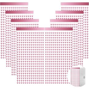 Marsui 8 Pcs Valentine's Day Heart Foil Curtain Galentine Party Decoration 3.3x6.6 FT Heart Streamer Heart Fringe Photo Backdrop for Bachelorette Birthday Engagement Party Supplies Props(Rose Gold) in Kuwait