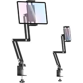 Urmust Tablet Holder Mount with Extendable Arm, Multi-Node Adjustable for 4.9-13" iPad Pro, Air, Galaxy Tab, Kindle Fire, Switch - Universal Tablet Stand for Bed, Desk & Work