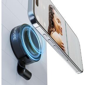 MiiKARE UniGrip Upgraded Shower Mirror Phone Holder | Portable Hands-Free Magnetic Suction Cup Mount | Universal Dual Grip Cellphone Holder for Shower, Mirror, Kitchen, Black