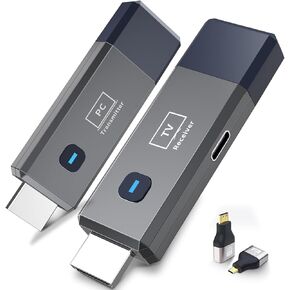Wireless HDMI Transmitter and Receiver, 165ft/50m Wireless HDMI for 4K Decode Input 1080P Output, Plug&Play Portable 2.4G/5.8G for Video and Audio to Monitor from PC/Projector/TV Box