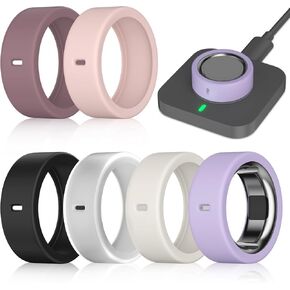 6 Pack Ring Cover Compatible with Oura Ring Gen 4/Oura Ring Gen 3/Oura Ring Gen 3 Horizon, Surport Charging with Cover on, Anti-Scratch Elastic Silicone Ring Protector for Men Women Working Out Gym