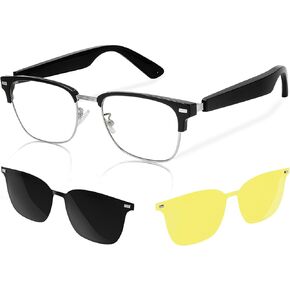 Smart Glasses, 5.3 Bluetooth Audio Glasses with Blue Filter/Polarized Lens/Night Vision Lens,Music&Calls,Touch&Voice Assistant,13Min Quick Charge,Bluetooth Headphones Glasses for Women Men