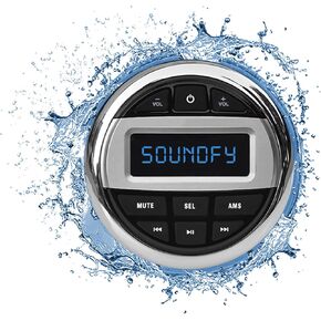 Marine Gauge Stereo Receiver, Bluetooth Boat Radio with IPX5 Waterproof, AM/FM Tuner, USB Input, Built-in EQ, 2.5" LCD Display for ATV, for Boats, Yacht & More