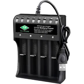 WAVYPO 18650 Battery Charger, 4-Bay Universal Smart Charger for Lithium ion Battery 10440 14500 16340 16650 14650 18350 18500 AA AAA (Charger Only)