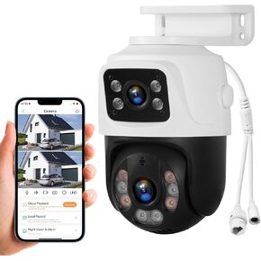 Fuers Security IP Camera for Home CCTV System, IP PoE 360 Camera with Dual-Lens, Outdoor Indoor Weatherproof Surveillance 1080P Camera for POE NVR,Two-Way Audio,Auto Tracking,360°View,Night Vision