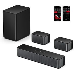 ULTIMEA 5.1 Sound Bar for Smart TV, Virtual Surround Sound System for TV, 320W Peak Power, Adjustable Surround Speakers and Subwoofer, APP Control, Home Theater Soundbar Poseidon D50(2025 New Model)