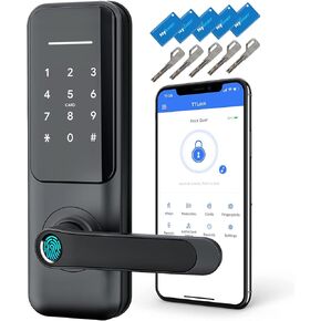WiFi Video Smart Door Lock: Fingerprint Door Lock with Camera- Keyless Entry Door Lock with Handle - Electronic Digital Door Lock with Keypad - WiFi Smart Lock for Front Door, Black, H3 Pro