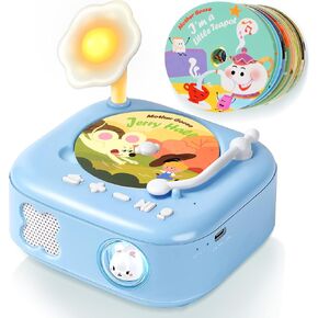 Kids Record Player， Toy Record Player，Story Dream Machine，Story Music Player 3-10 Year Kids Retro Toys , Educational Learning, Toys for Boys and Girls (60pcs Cards)