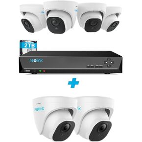 Reolink 4K PoE Security Camera System Bundle, 6pcs 8MP Person/Vehicle Detection Smart PoE IP Cameras, a 8CH NVR Pre-Installed with 2TB HDD(Include 4 x 18M Cat5 Cable)