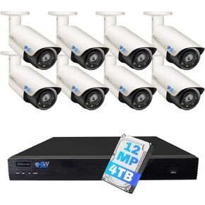 GW Security 16 Channel Ultrahd 12mp 6K @ 30fps realtime 3x motorymure Zoom Poe Security Camera System مع 8 × 12 ميجابكسل IP الصوت في اتجاهين بدوام كامل الرؤية الليلية في الهواء الطلق/داخلي الذكية الكاميرات