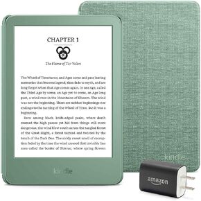 Kindle Essentials Bundle including Kindle (2024 release) - Matcha, Fabric Cover - Matcha, and Power Adapter