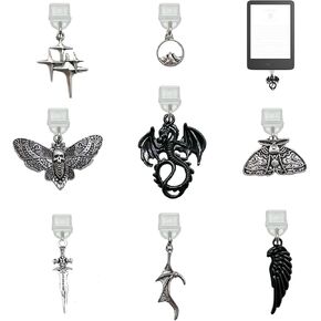 Kindle Charms Set, 8 Pieces USB-C Port Dust Plugs with Dragon Star Wing Design, E-Reader Accessories
