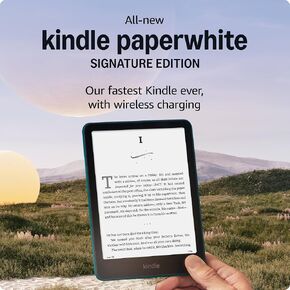 All-new Amazon Kindle Paperwhite Signature Edition Essentials Bundle including All-new Kindle Paperwhite Signature Edition (32GB) - Jade, Fabric Cover-Jade, and Wireless Charging Dock
