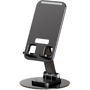 Multi-Angle Rotating Cell Phone Holder, Non-Slip Design, Foldable, Easy to Carry, Lift, Solid Support, Groove Non-Slip Design, Compatible with a Variety of Smart Devices.(Black)