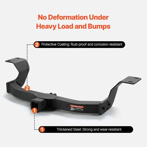 VEVOR Class 3 Trailer Hitch, 2-Inch Receiver, Q455B Steel Tube Frame, Compatible with 2019-2023 Toyota RAV4, 6000 lbs, Multi-Fit Hitch to Receive Ball Mount, Cargo Carrier, Bike Rack, Tow Hook, Black in Kuwait
