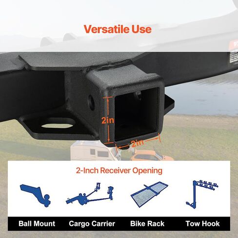 VEVOR Class 3 Trailer Hitch, 2-Inch Receiver, Q455B Steel Tube Frame, Compatible with 2019-2023 Toyota RAV4, 6000 lbs, Multi-Fit Hitch to Receive Ball Mount, Cargo Carrier, Bike Rack, Tow Hook, Black in Kuwait