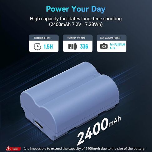 بطارية كاميرا SMALLRIG NP-W235 بقدرة 2400 مللي أمبير في الساعة USB-C لـ Fujifilm X-T5، X-T4، GFX100S، بطارية كاميرا مشحونة بالكامل 2.5H لـ Fujifilm X-T5، X-T4، X-H2S، X-H2، GFX50S II، VG-XT4، X-S20، برتقالي - 4970 in Kuwait