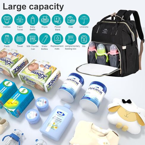 Diaper Bag Backpack, Waterproof Multifunctional Diaper Backpack, with Diaper Changing Station Baby Backpack, for Baby Boy and Baby Girl (Pinkish Gray) in Saudi Arabia