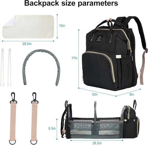 Diaper Bag Backpack, Waterproof Multifunctional Diaper Backpack, with Diaper Changing Station Baby Backpack, for Baby Boy and Baby Girl (Pinkish Gray) in Saudi Arabia