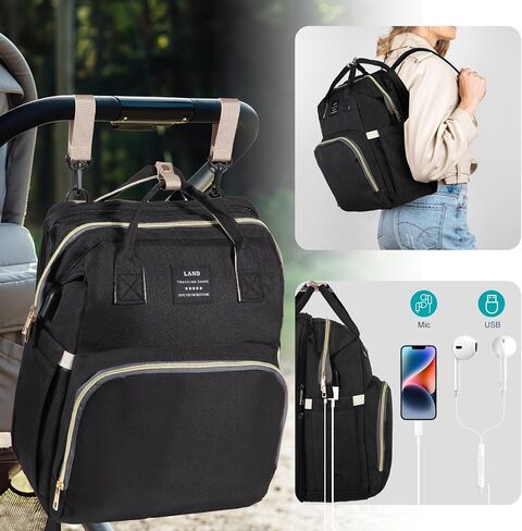 Diaper Bag Backpack, Waterproof Multifunctional Diaper Backpack, with Diaper Changing Station Baby Backpack, for Baby Boy and Baby Girl (Pinkish Gray) in Saudi Arabia