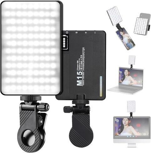 RGB Camera Lights LED Portable Light Small Selfie Light for iPhone/Android Smartphone/Laptop/iPad/Camera with Phone Clip,1500Mah Rechargeable Light for TikTok/Vlog/Video in Saudi Arabia